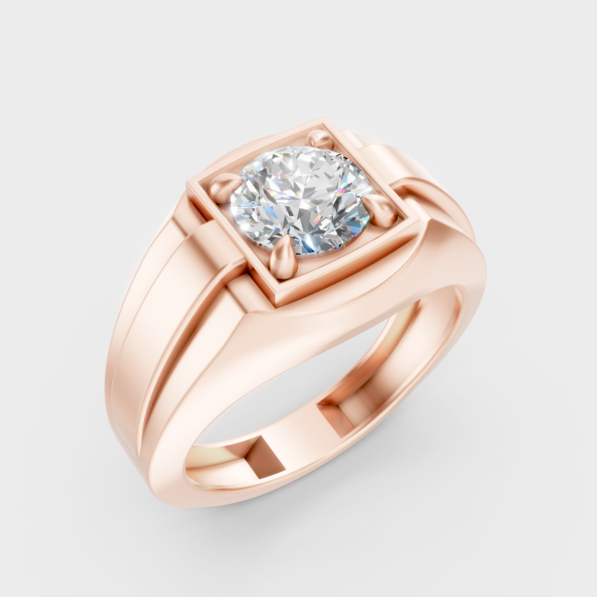 9K Rose Gold Round-Cut Lab-Grown Diamond Men’s Band With Hallmark Quality