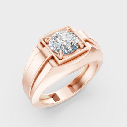 9K Rose Gold Round-Cut Lab-Grown Diamond Men’s Band With Hallmark Quality