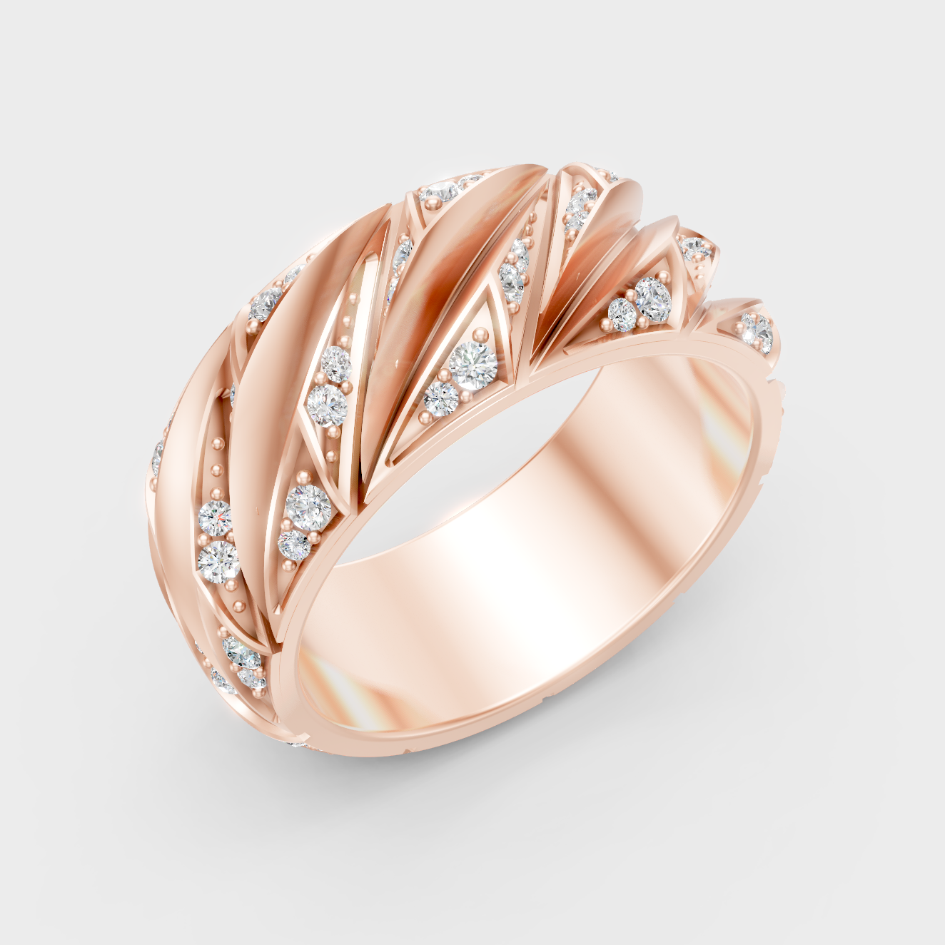 High-Polish Rose Gold 0.63 Carat Round Lab Diamond Men’s Ring For Bold Sparkle