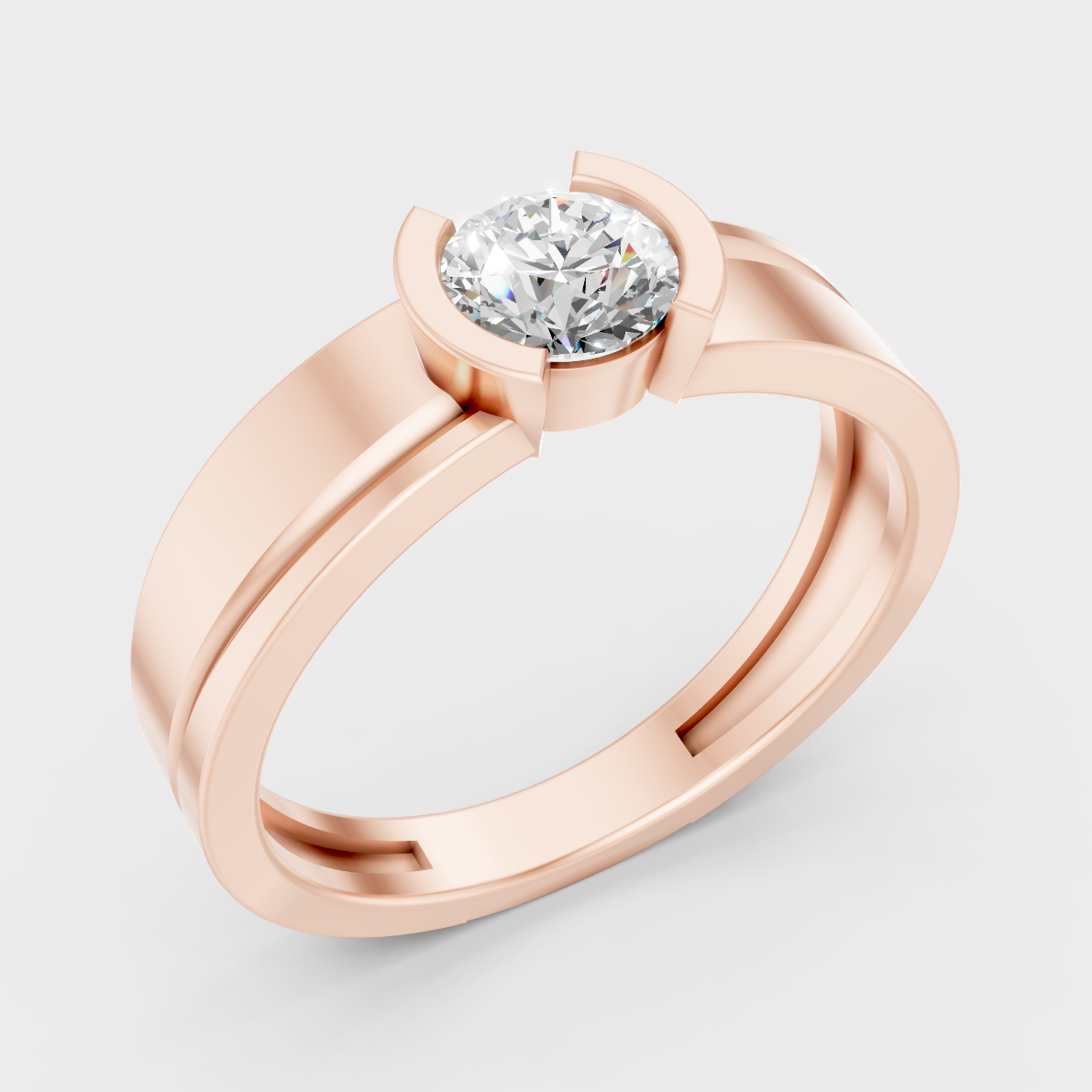 9K Rose Gold Round-Cut Lab-Grown Diamond Men’s Band With Hallmark Quality