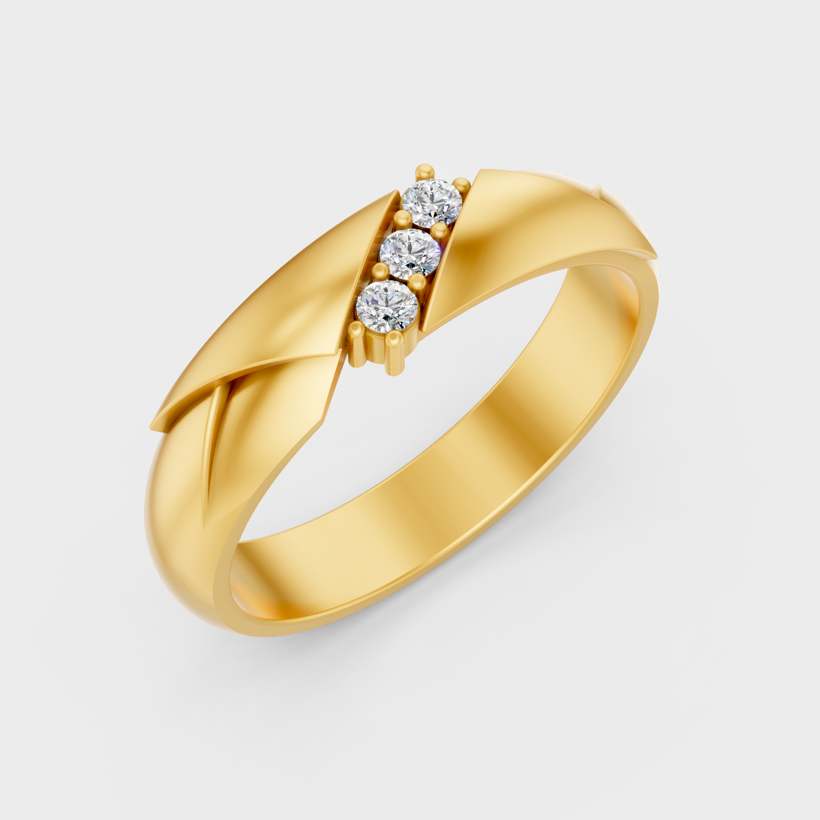 9K Yellow Gold Round-Shaped Lab-Grown Diamond Men’s Ring For Ethical Luxury