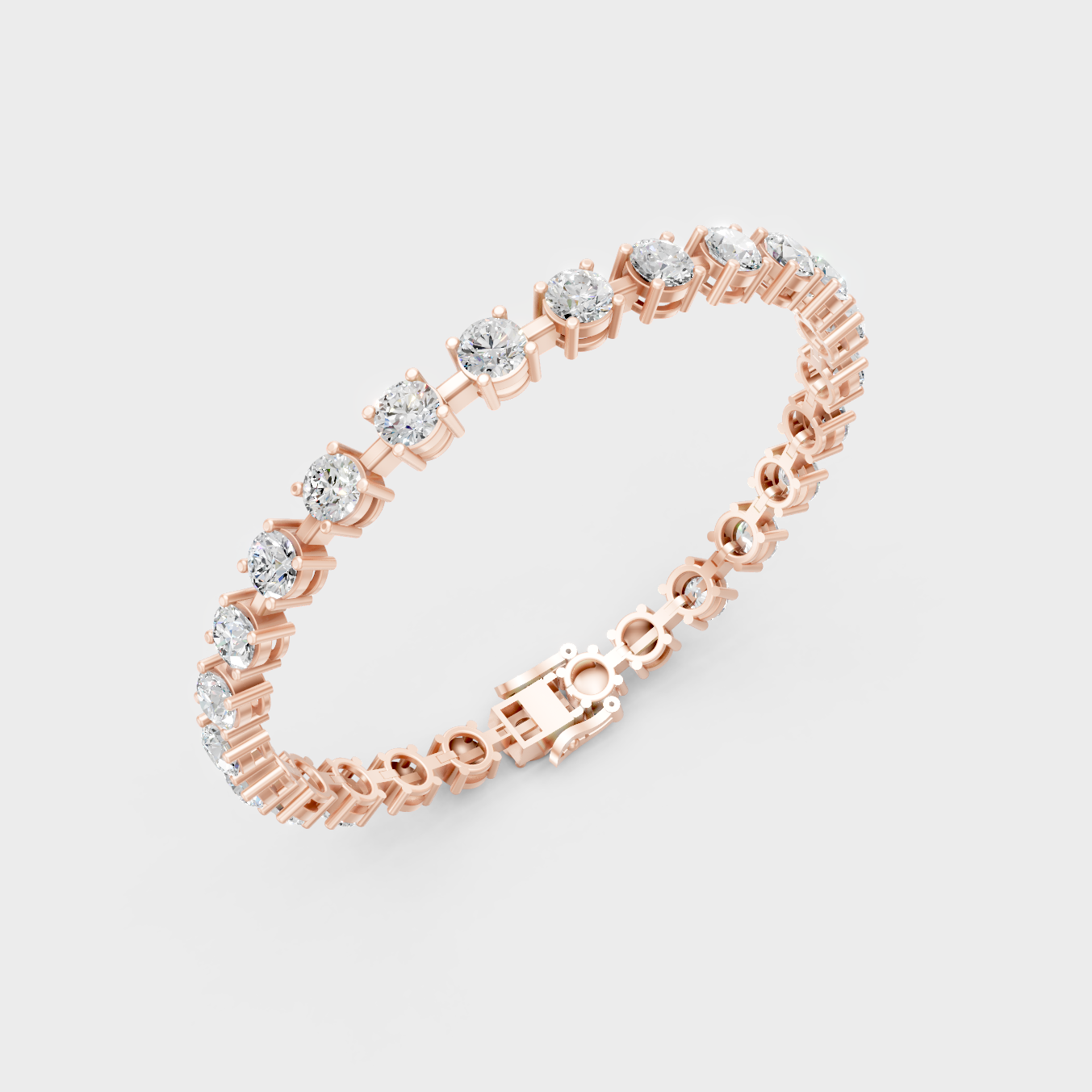 Brilliant Round Cut Diamond Bracelet Rose Gold