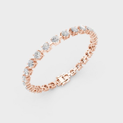 Brilliant Round Cut Diamond Bracelet Rose Gold