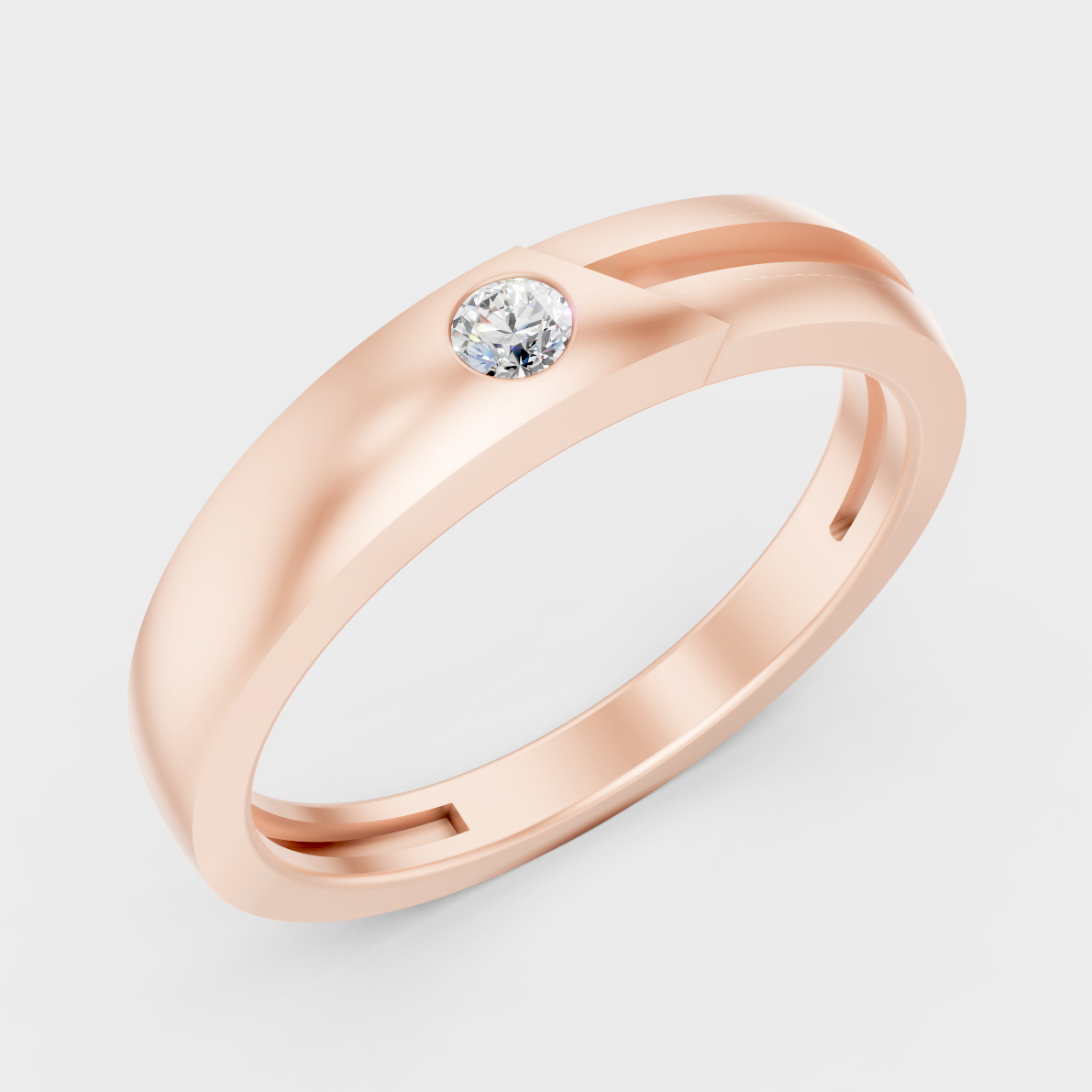  9K Rose Gold Round-Cut Lab-Grown Diamond Men’s Band With Hallmark Quality
