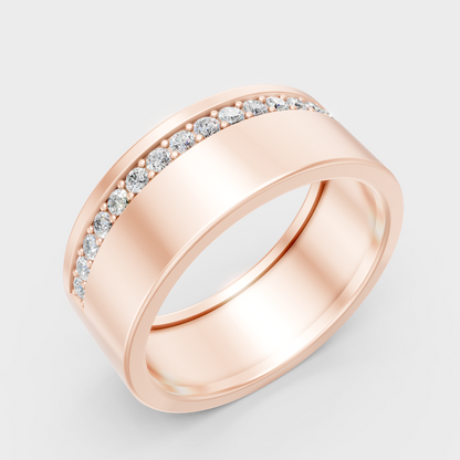  9K Rose Gold Round-Cut Lab-Grown Diamond Men’s Band With Hallmark Quality