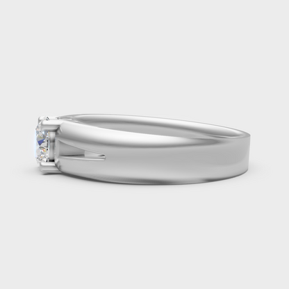 9K White Gold Round-Shaped Lab-Grown Diamond Ring With High-Brilliance Finish