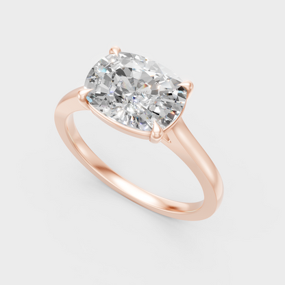 Sleek 14K Rose Gold Ring Featuring A Certified Sustainable Cushion Lab Diamond 