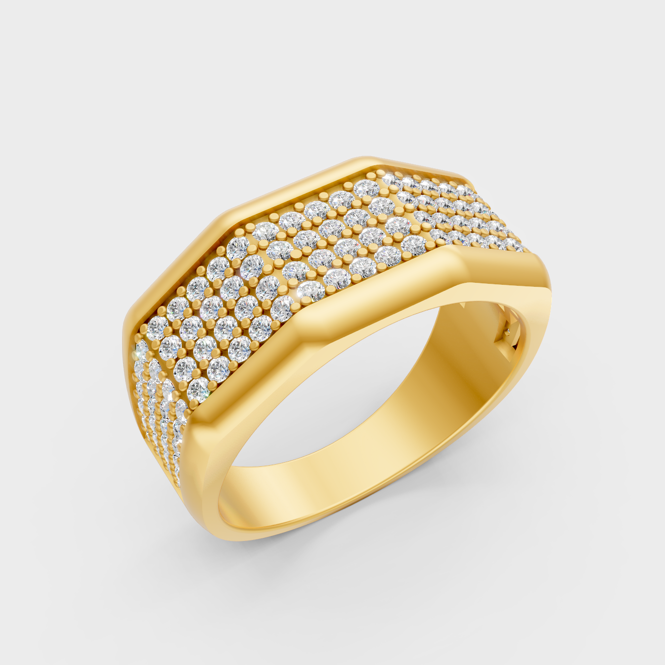 9K Yellow Gold Round-Shaped Lab-Grown Diamond Men’s Ring For Ethical Luxury