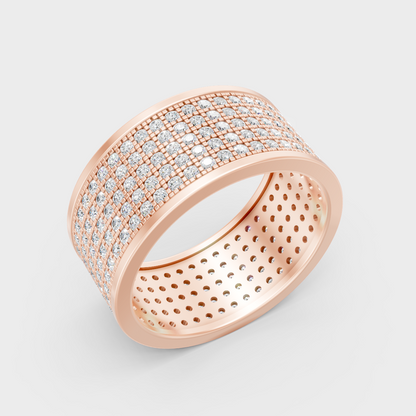High-Polish Rose Gold 1.84 Carat Round Lab Diamond Men’s Band For Bold Sparkle