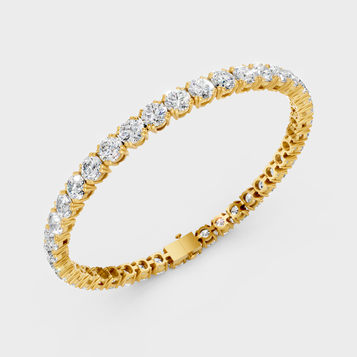 Brilliant Round Cut Diamond Bracelet Yellow Gold