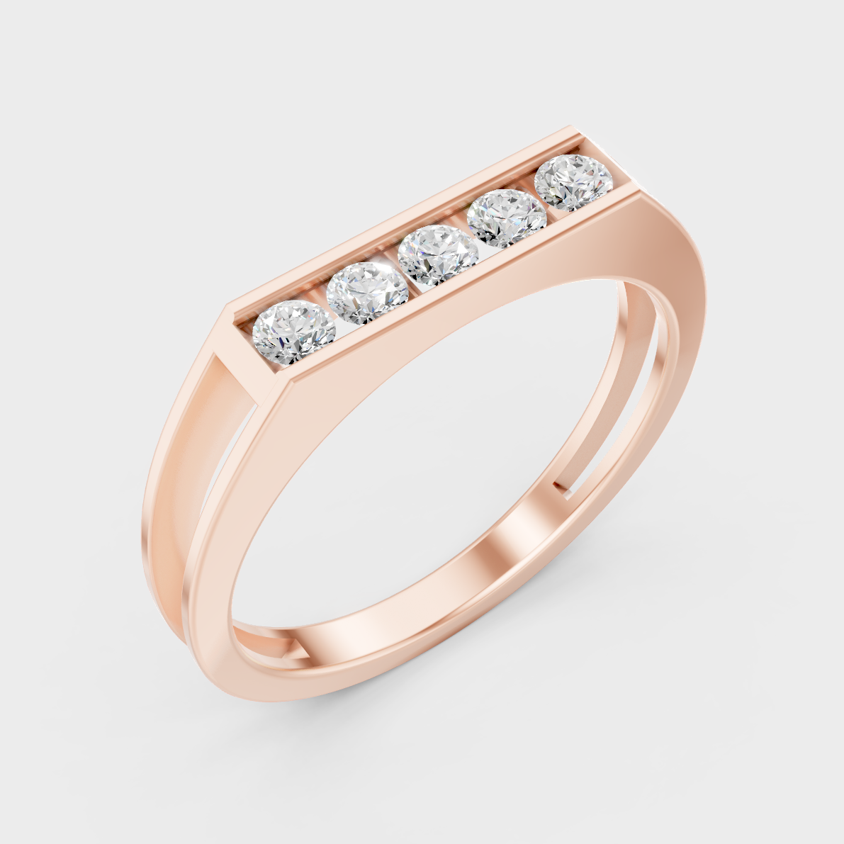 9K Rose Gold Round-Cut Lab-Grown Diamond Men’s Band With Hallmark Quality