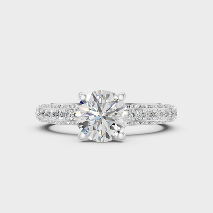 White Gold Hidden Halo Engagement Ring With Certified Round Diamond