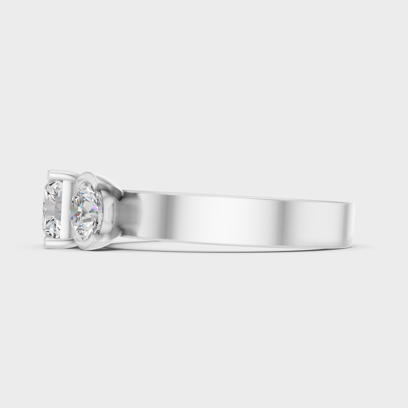 1.75 Ct Emerald & Round Lab-Grown Diamond Two-Stone Ring in