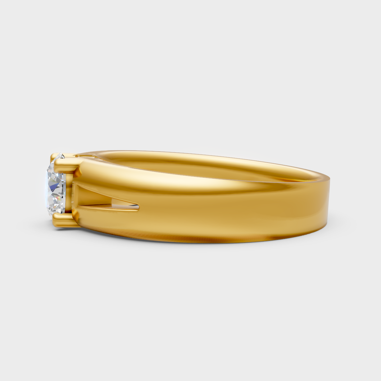 Radiant Yellow Gold Statement Ring With Certified 1.15Ct Round Solitaire Detail