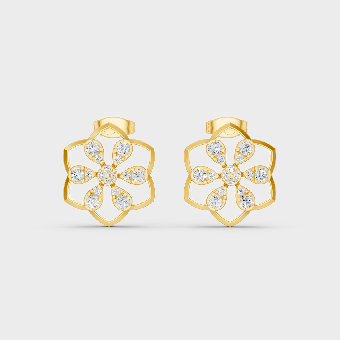 Radiant Yellow Gold Solitaire Earrings With Certified 0.70 Ct Total Weight Diamonds 