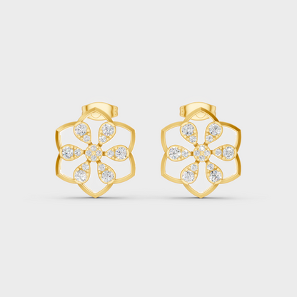 Radiant Yellow Gold Solitaire Earrings With Certified 0.70 Ct Total Weight Diamonds 