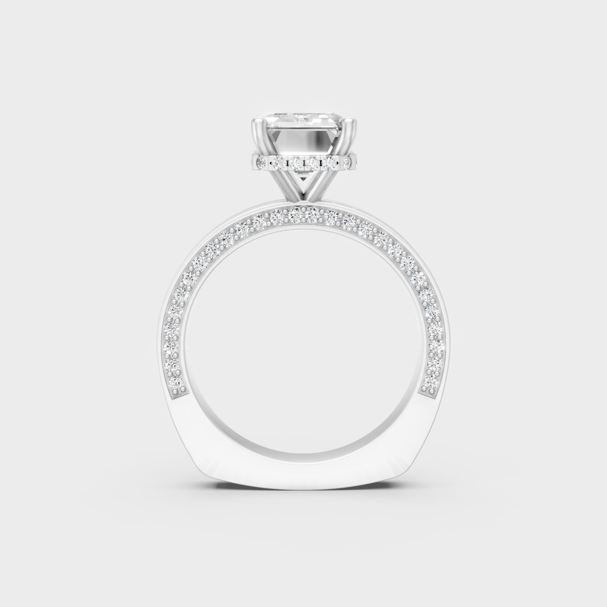 Hallmarked 14K White Gold Ring With Emerald And Round Diamond Detail