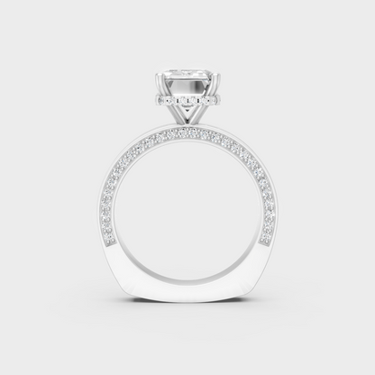 Hallmarked 14K White Gold Ring With Emerald And Round Diamond Detail