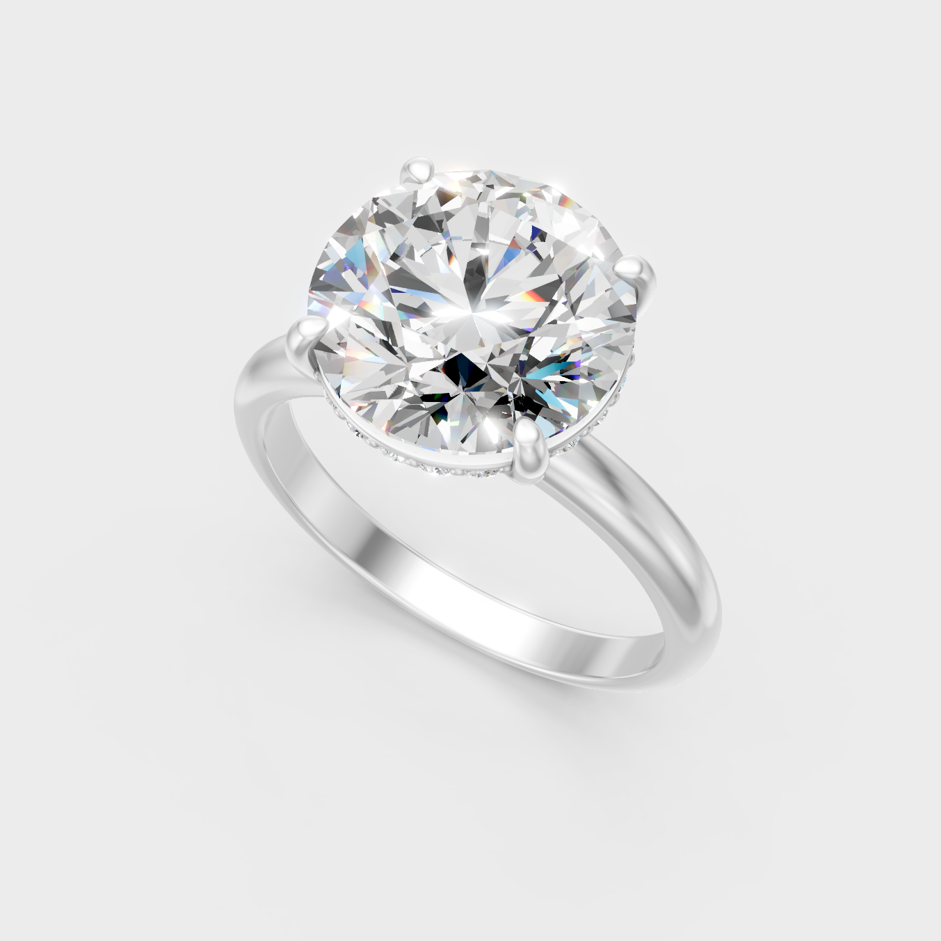  Sleek 18K White Gold Halo Ring Featuring Round Lab-Grown Diamond