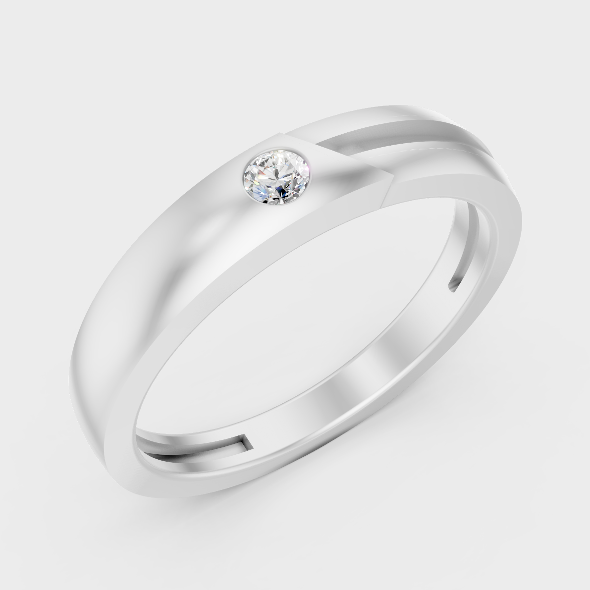 9K White Gold Round-Shaped Lab-Grown Diamond Men’s Ring With Clean Design