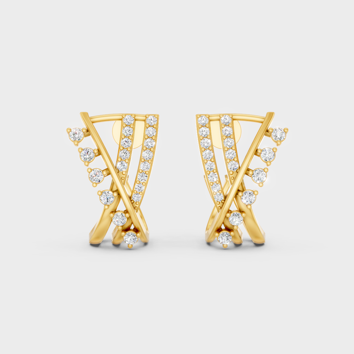  Radiant Yellow Gold Solitaire Earrings With Certified 0.38 Ct Total Weight Diamonds 