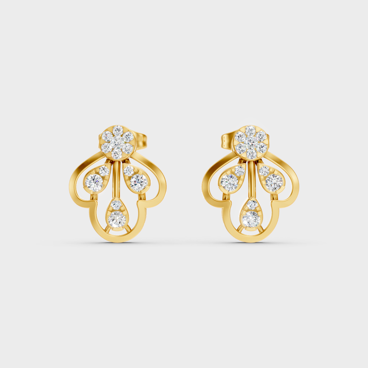  Radiant Yellow Gold Solitaire Earrings With Certified 0.56 Ct Total Weight Diamonds