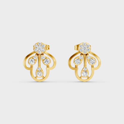  Radiant Yellow Gold Solitaire Earrings With Certified 0.56 Ct Total Weight Diamonds