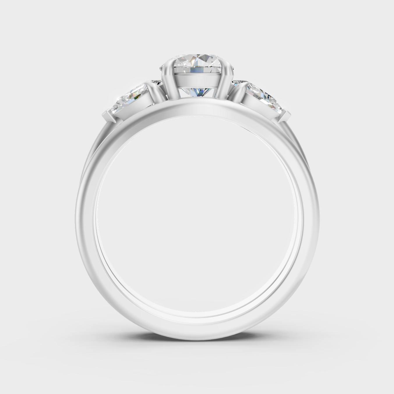 White Gold Round-Cut Lab Diamond Bridal Set For Sophisticated Sustainable Luxury