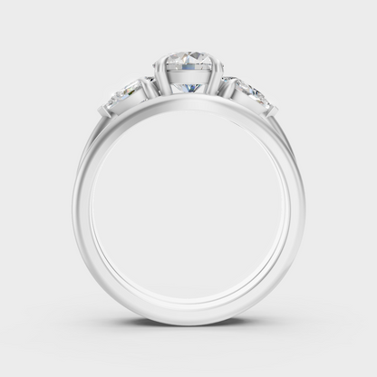 White Gold Round-Cut Lab Diamond Bridal Set For Sophisticated Sustainable Luxury