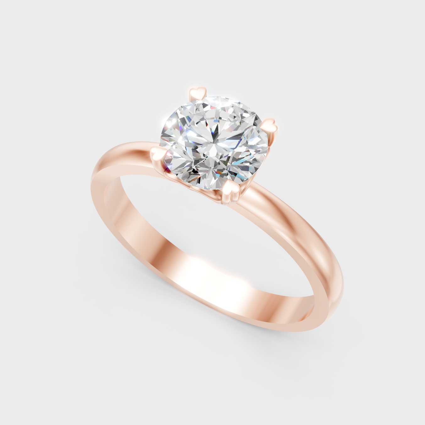 Unique Rose Gold Solitaire Ring Featuring Certified Round Lab-Grown Diamonds
