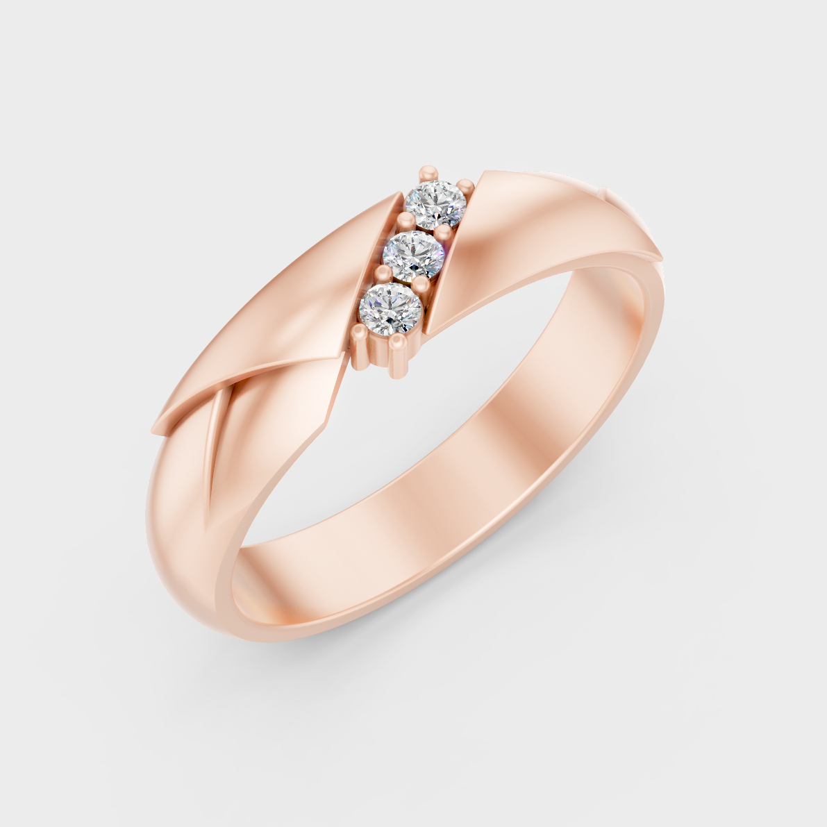 9K Rose Gold Round-Cut Lab-Grown Diamond Men’s Band With Hallmark Quality