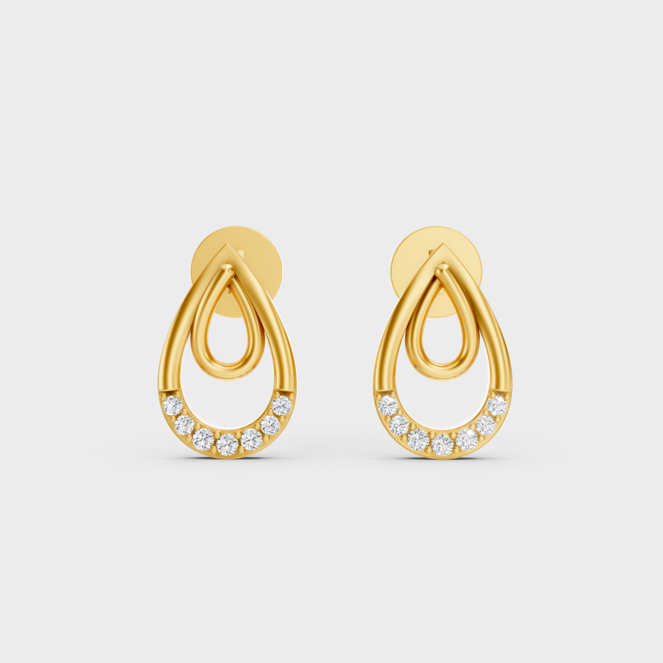 Radiant Yellow Gold Solitaire Earrings With Certified 0.76 Ct Total Weight Diamonds