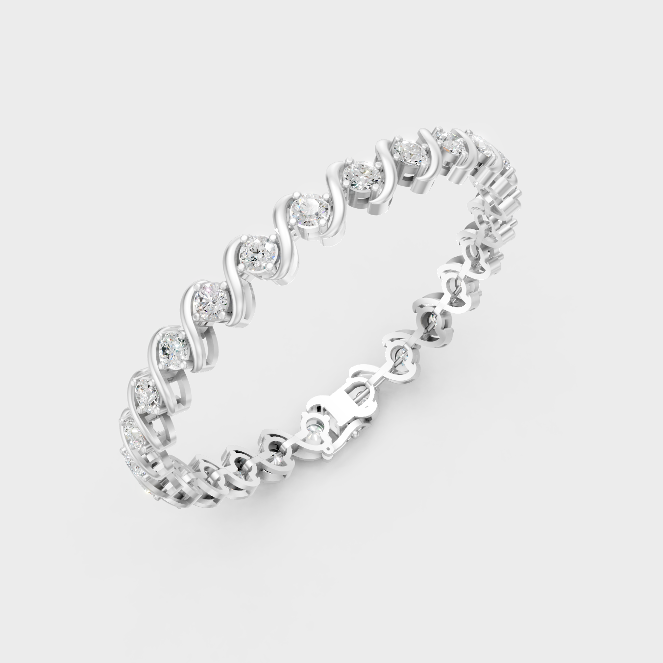 Elegant Lab-Grown Diamond Bracelet White Gold Round Cut