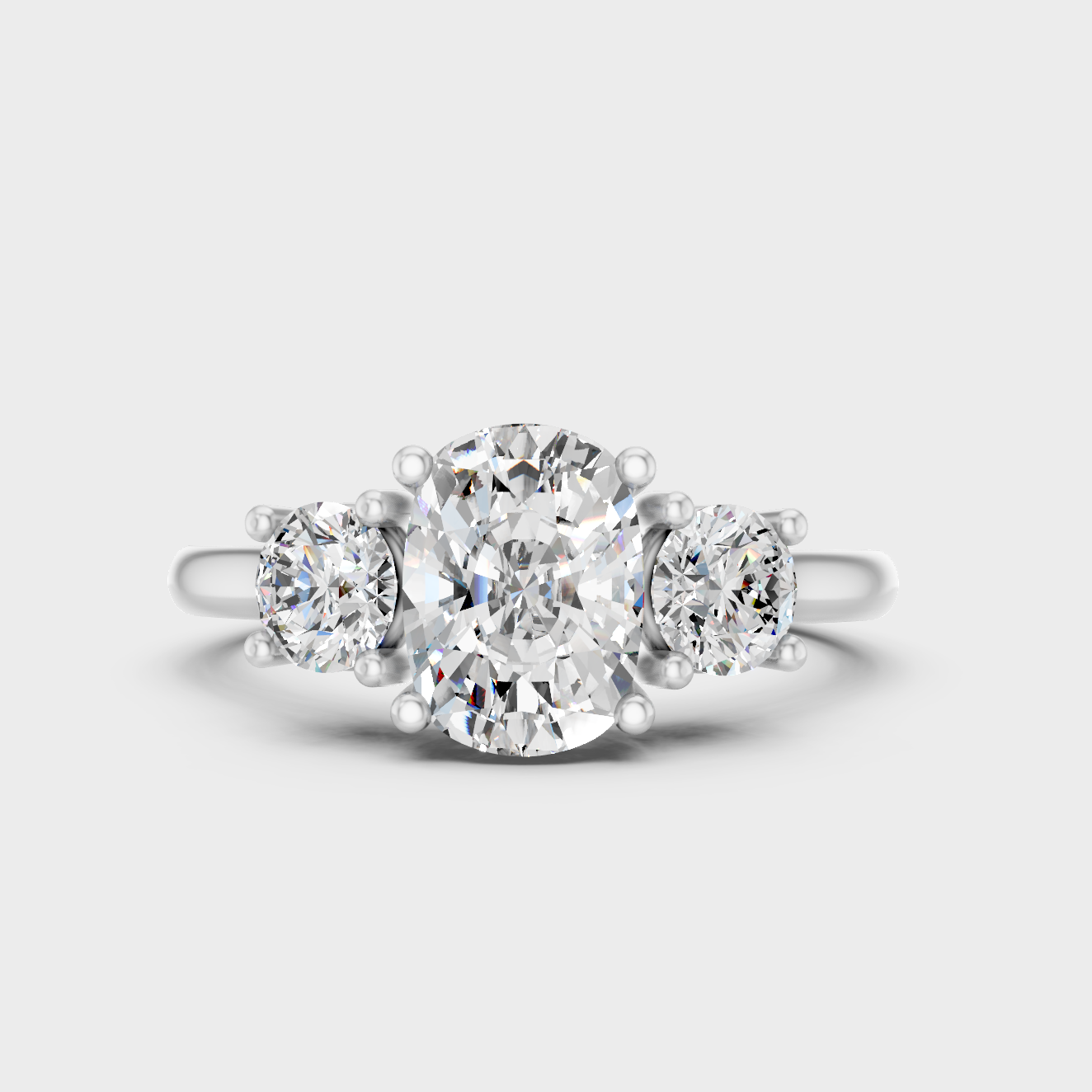 White Gold Cushion Engagement Ring With Certified Round Diamonds