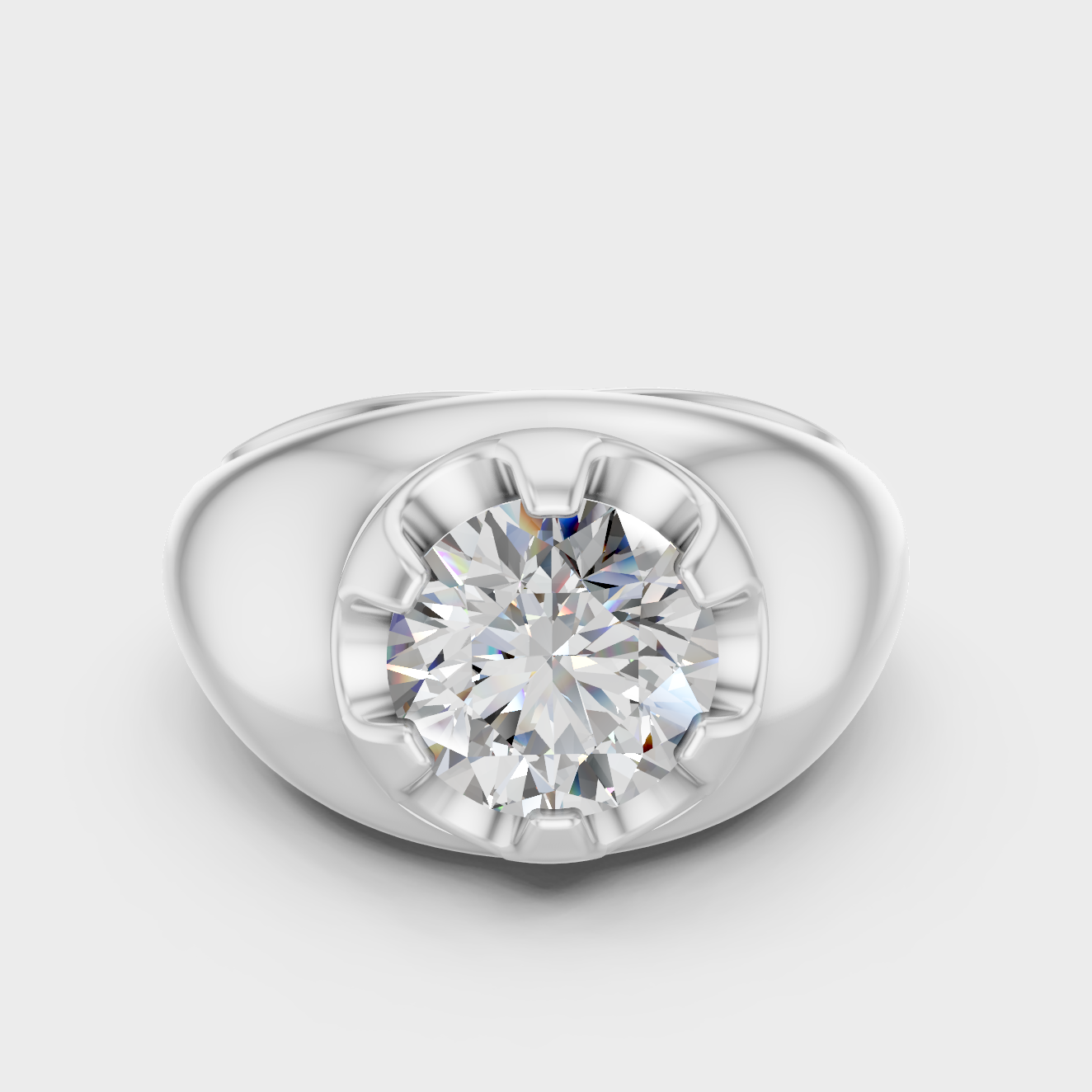 White Gold Mens Round Diamond Ring Certified Fine Jewelry