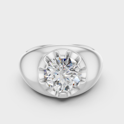 White Gold Mens Round Diamond Ring Certified Fine Jewelry