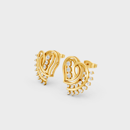 9K Yellow Gold Round-Shaped Lab-Grown Diamond Studs For Ethical Luxury