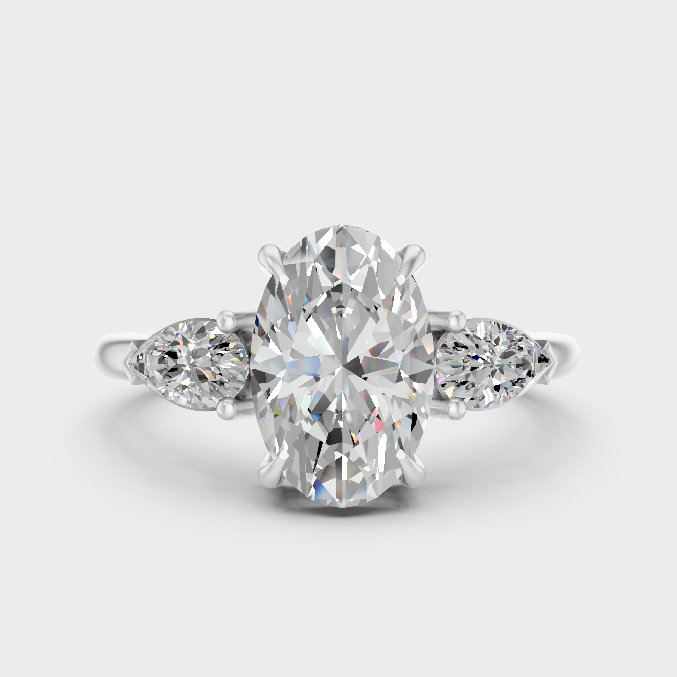 White Gold Oval Pear Engagement Ring Certified Fine Jewelry