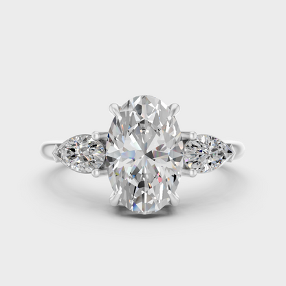White Gold Oval Pear Engagement Ring Certified Fine Jewelry