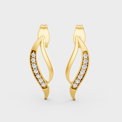  Radiant Yellow Gold Solitaire Earrings With Certified 0.14 Ct Total Weight Diamonds