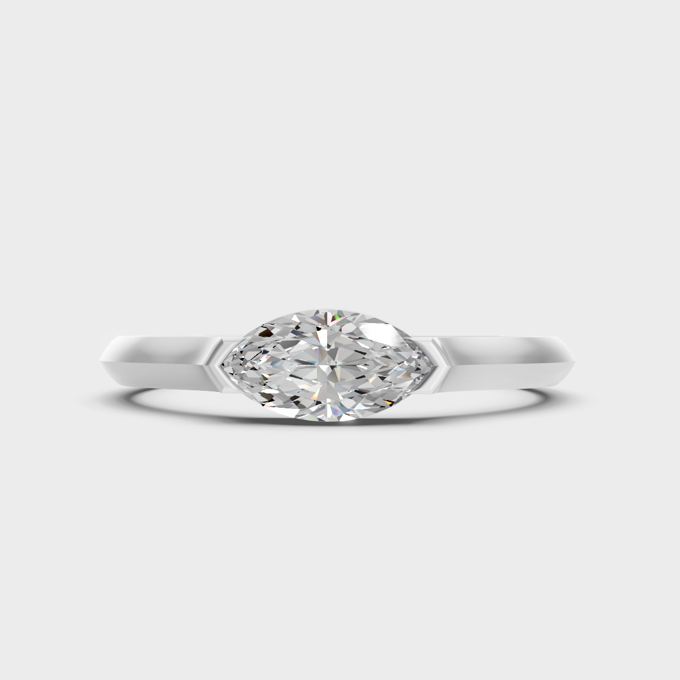 White Gold Marquise Engagement Ring With IGI Certified Diamond
