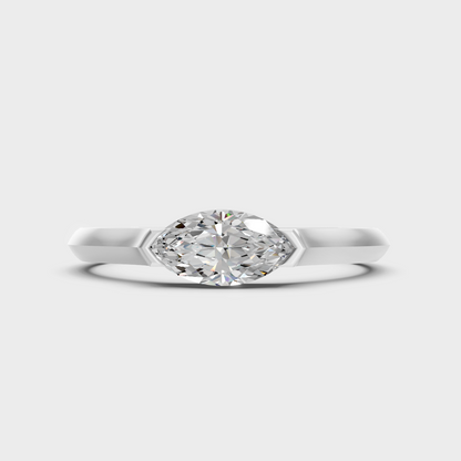 White Gold Marquise Engagement Ring With IGI Certified Diamond