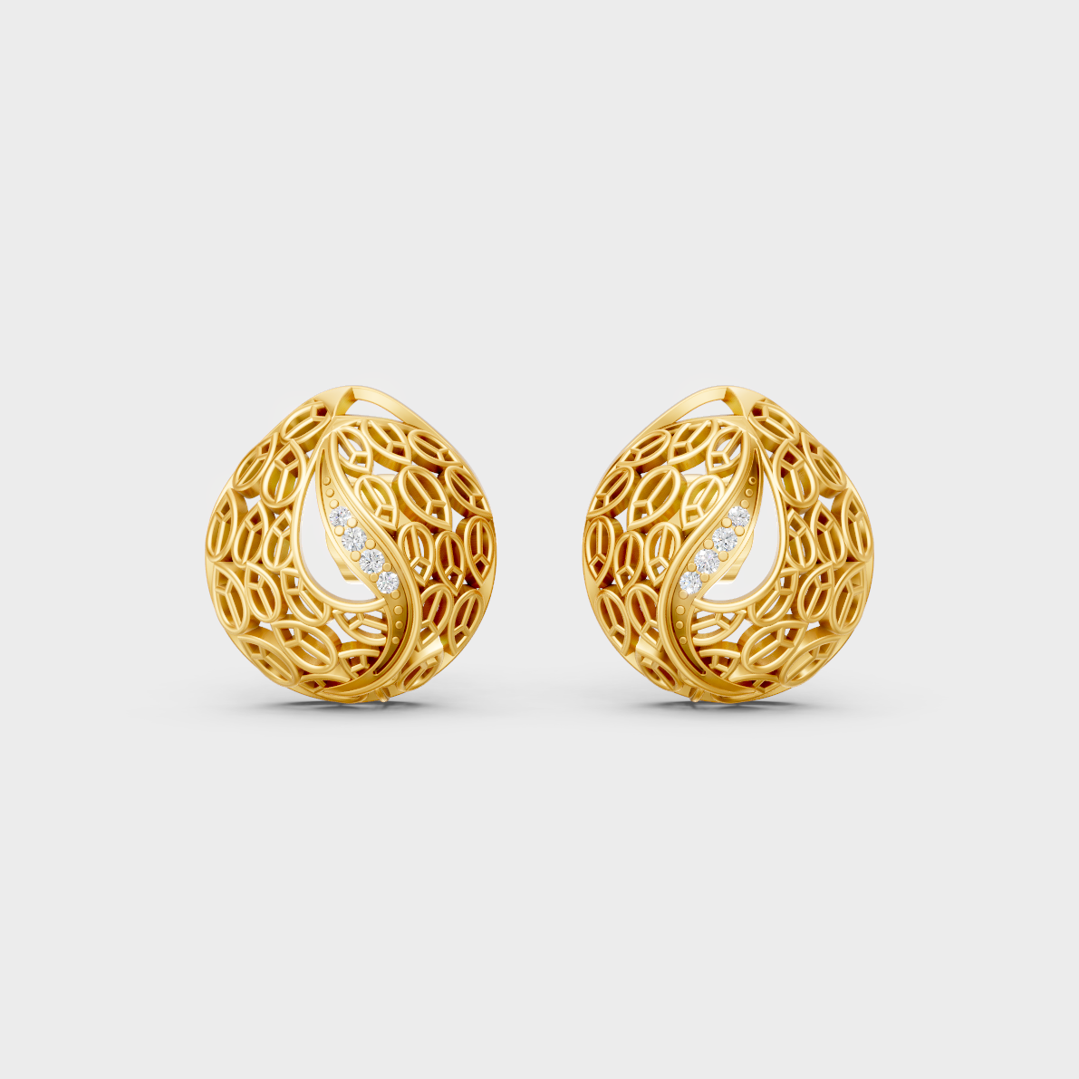 Model showcasing yellow gold lab-grown diamond studs, 0.06 ct total, subtle and refined luxury look.