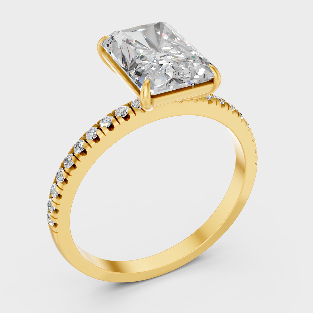 2.3 Ct Radiant Diamond Ring In Yellow Gold Fine Jewelry