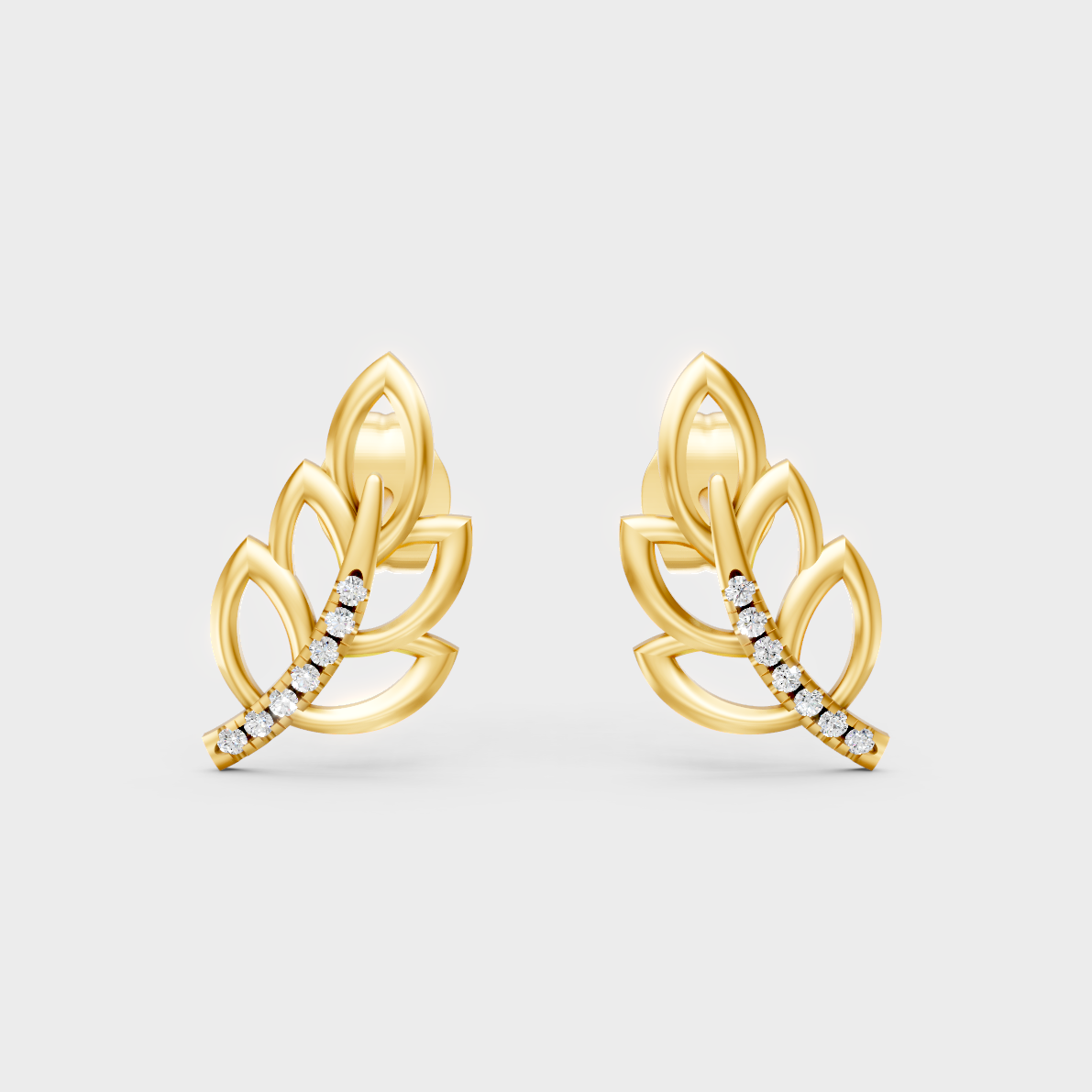 Radiant Yellow Gold Solitaire Earrings With Certified 0.08 Ct Total Weight Diamonds 