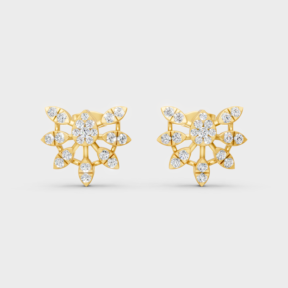 Radiant Yellow Gold Solitaire Earrings With Certified 1.28 Ct Total Weight Diamonds