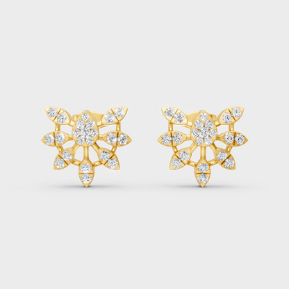 Radiant Yellow Gold Solitaire Earrings With Certified 1.28 Ct Total Weight Diamonds