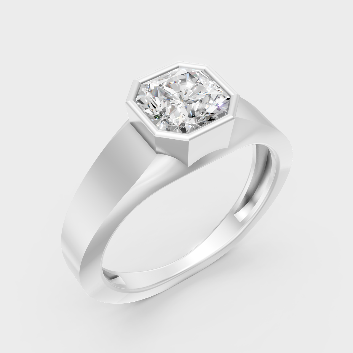 
9K White Gold Square-Shaped Lab-Grown Diamond Men’s Ring With Clean Design