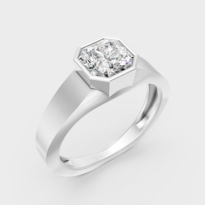 
9K White Gold Square-Shaped Lab-Grown Diamond Men’s Ring With Clean Design