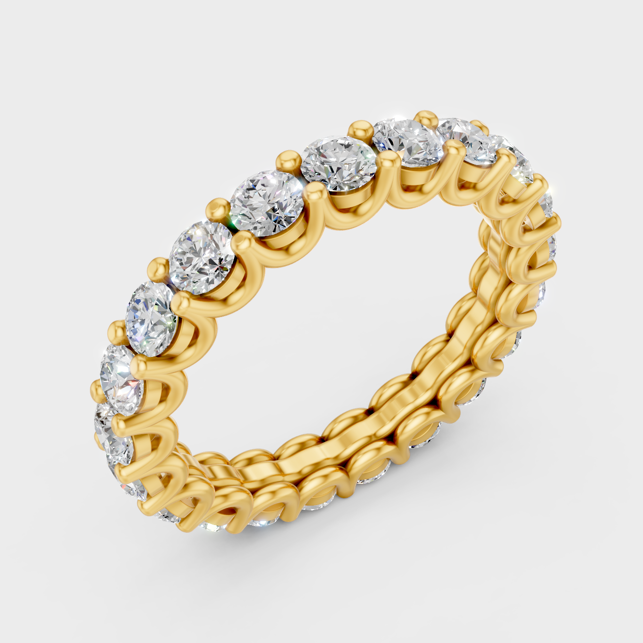 2.1 Ct Round Diamond Eternity Band In Yellow Gold
